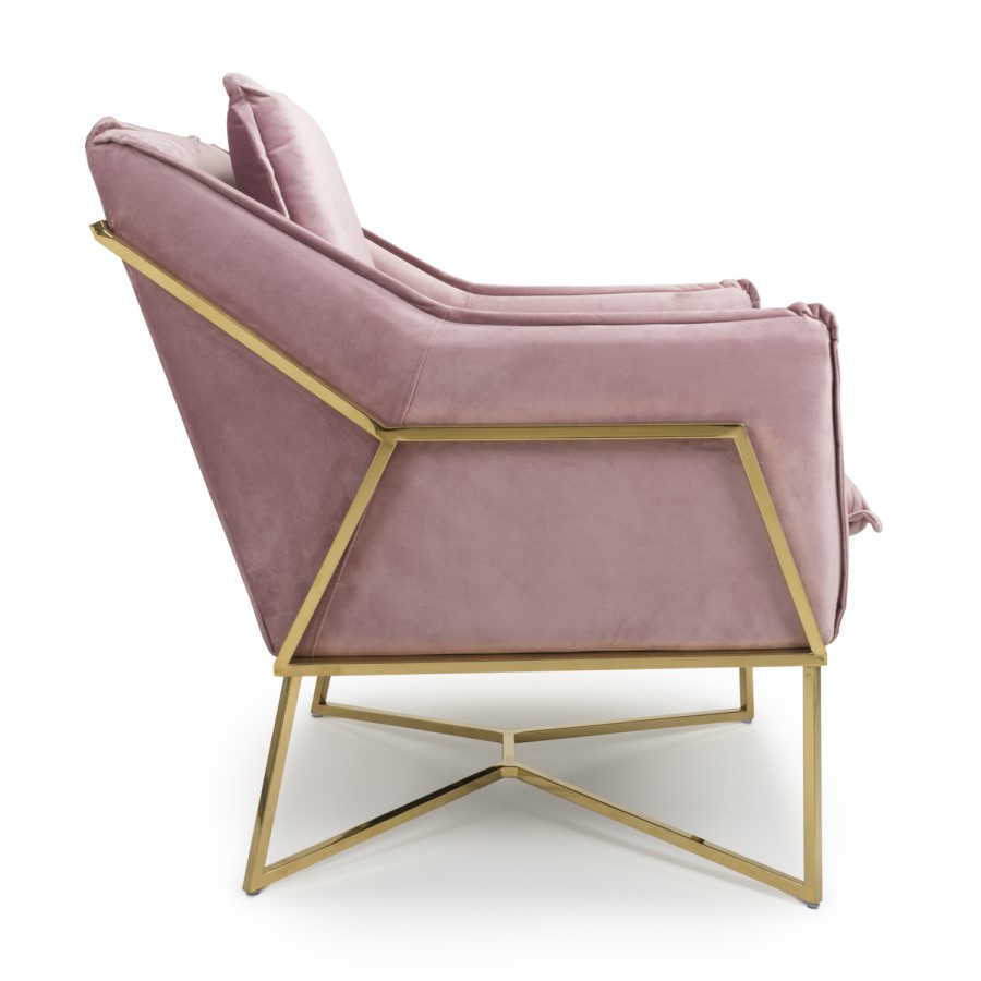 London Brushed Velvet Pink Blush Armchair - Shankar