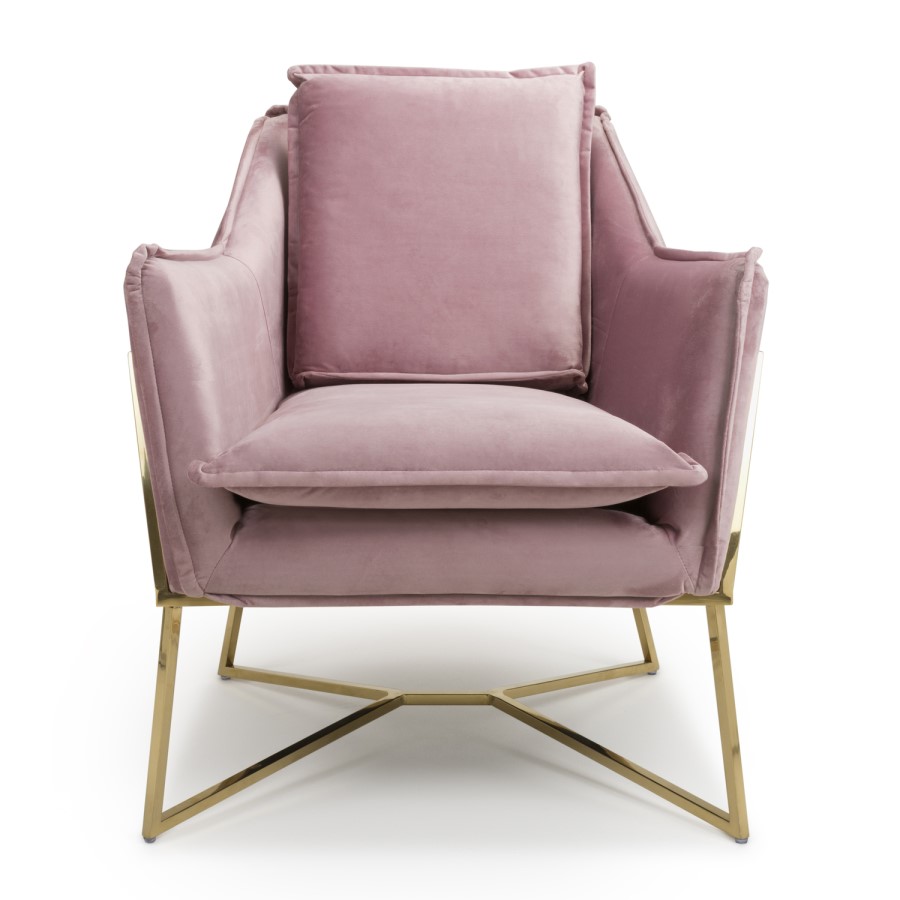 London Brushed Velvet Pink Blush Armchair - Shankar