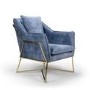Midnight Blue London Armchair with Gold Frame