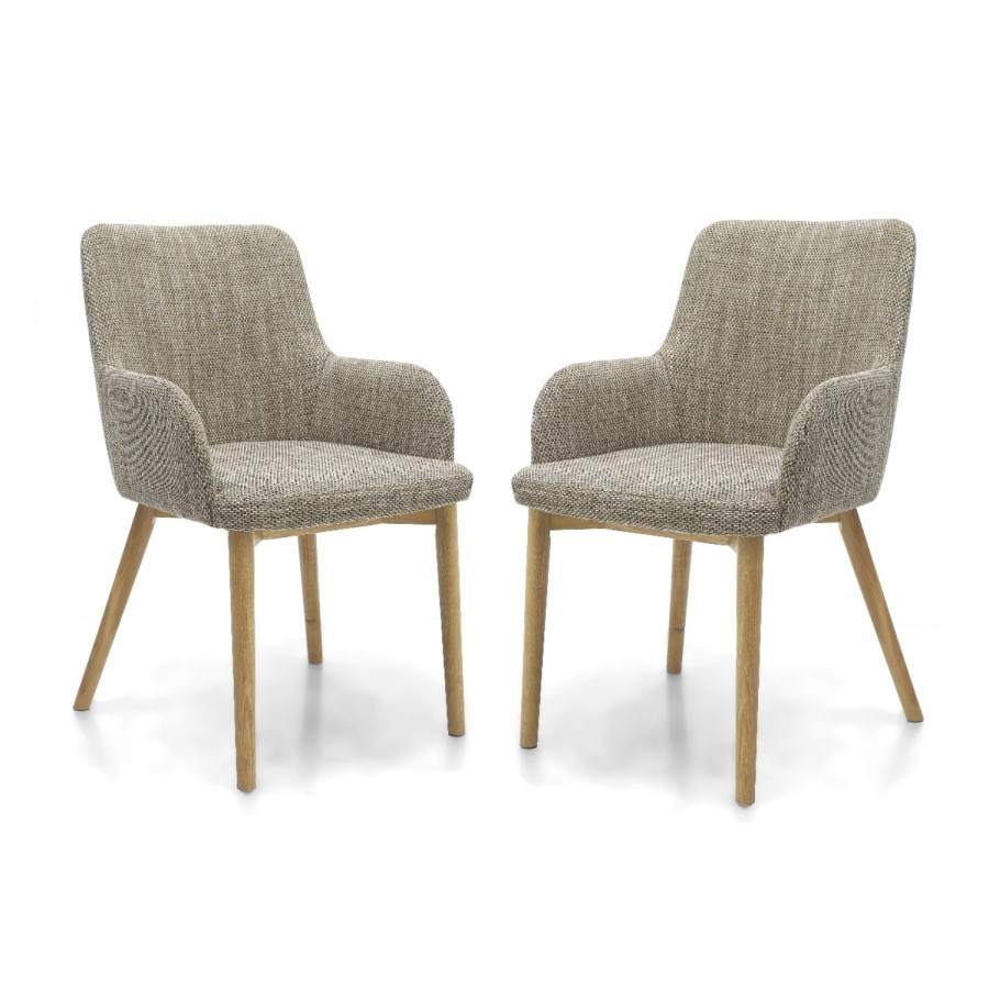 GRADE A1 - Shankar Sidcup Pair of Oatmeal Tweed Dining Chairs