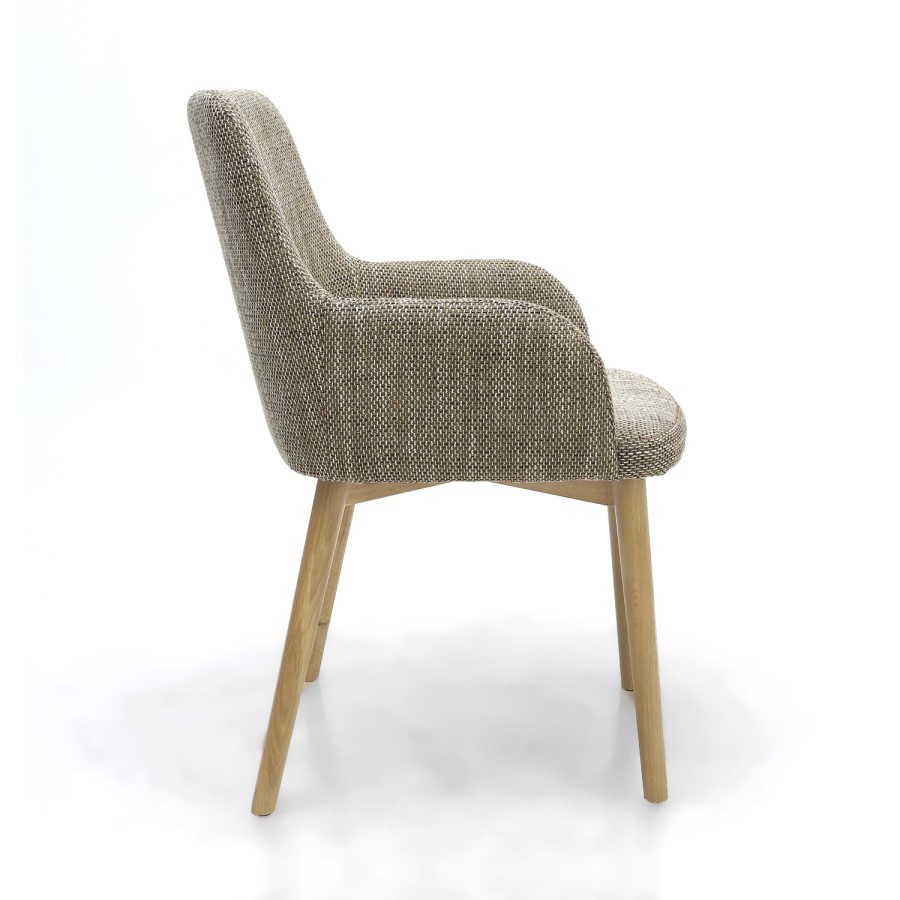 GRADE A1 - Shankar Sidcup Pair of Oatmeal Tweed Dining Chairs