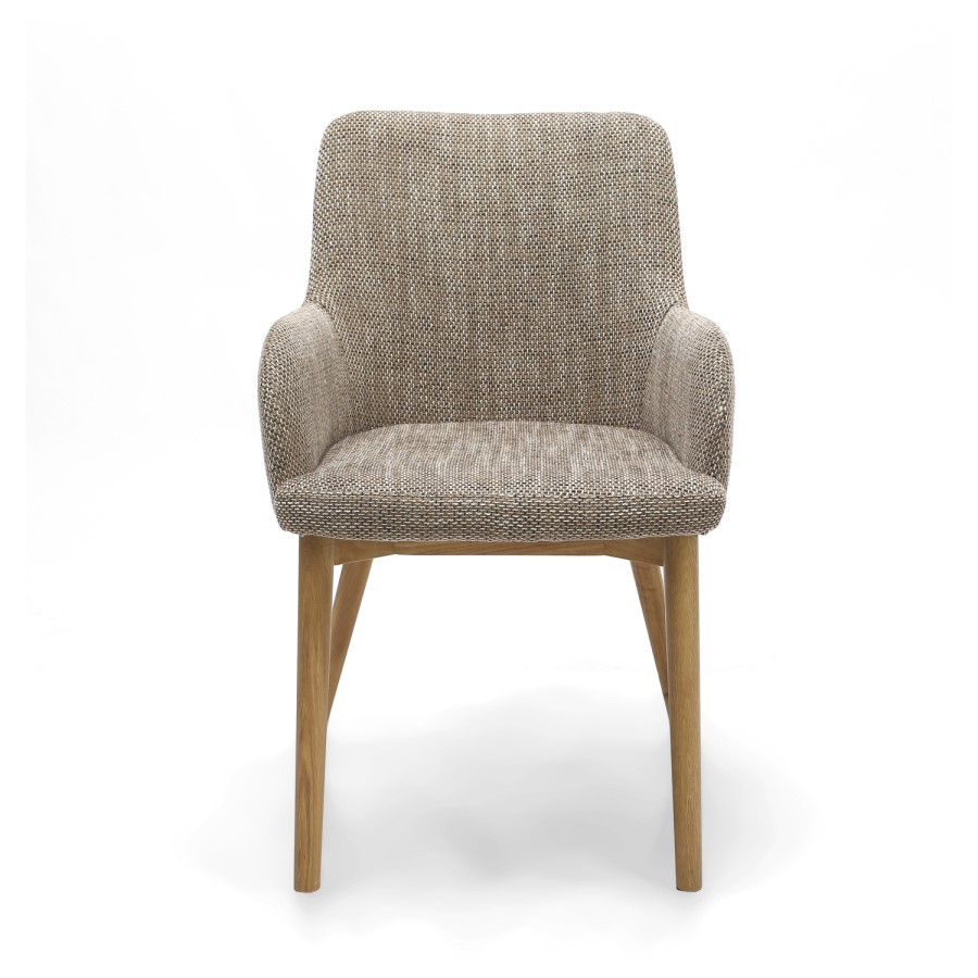 GRADE A1 - Shankar Sidcup Pair of Oatmeal Tweed Dining Chairs
