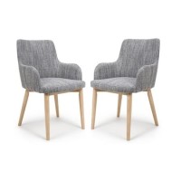 Shankar Sidcup Pair of Grey Tweed Dining Chairs