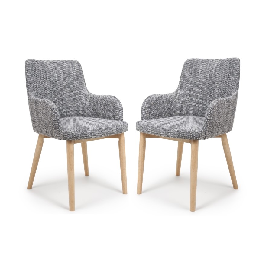 Shankar Sidcup Pair of Grey Tweed Dining Chairs