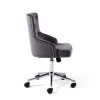 Grey Velvet Luxury Tufted Office Chair with Stud Detail
