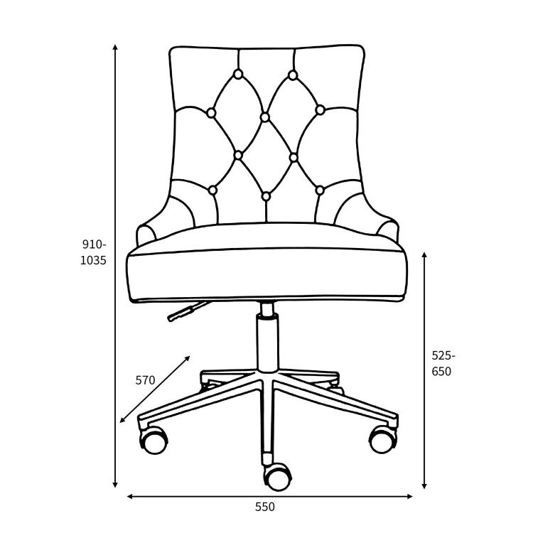 Grey Velvet Luxury Tufted Office Chair with Stud Detail