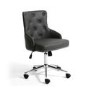 GRADE A1 - Grey Leather Office Chair with Stud Detail