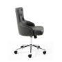 Grey Tufted Leather Effect Luxury Office Chair with Stud Detail