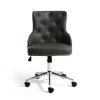 Grey Tufted Leather Effect Luxury Office Chair with Stud Detail