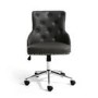 GRADE A1 - Grey Leather Office Chair with Stud Detail