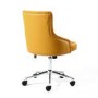 Yellow Tufted Leather Effect Luxury Office Chair with Stud Detail