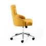 Yellow Tufted Leather Effect Luxury Office Chair with Stud Detail