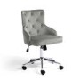 Silver Grey Velvet Luxury Office Chair with Silver Studs