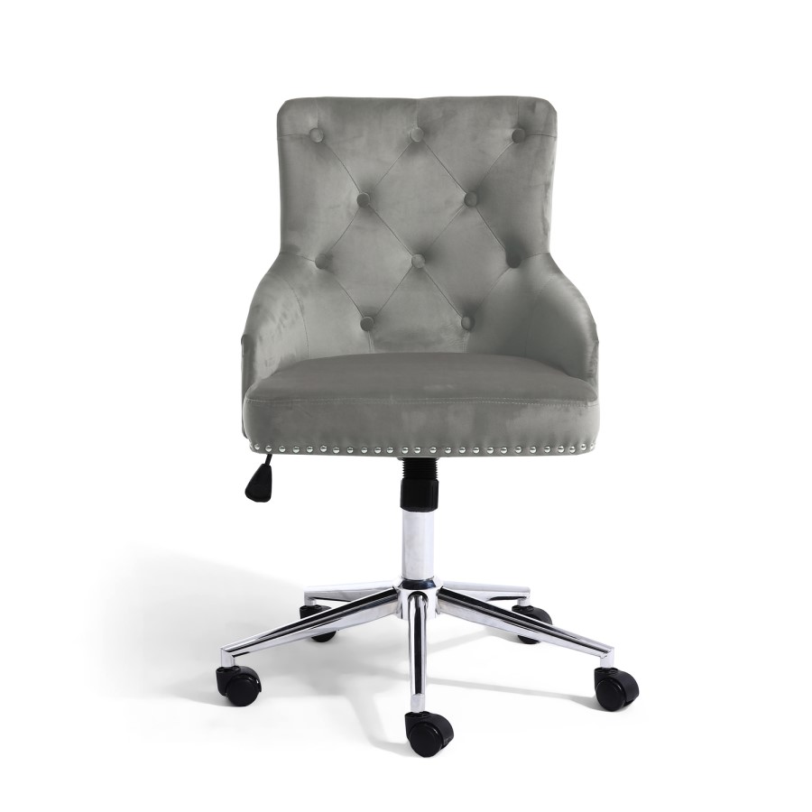 GRADE A2 - Silver Grey Velvet Luxury Office Chair with Silver Studs