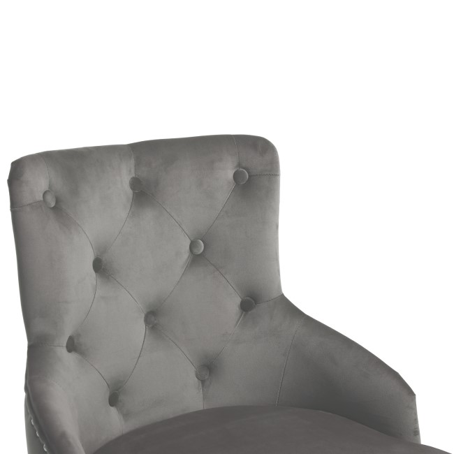 Silver Grey Velvet Luxury Office Chair with Silver Studs