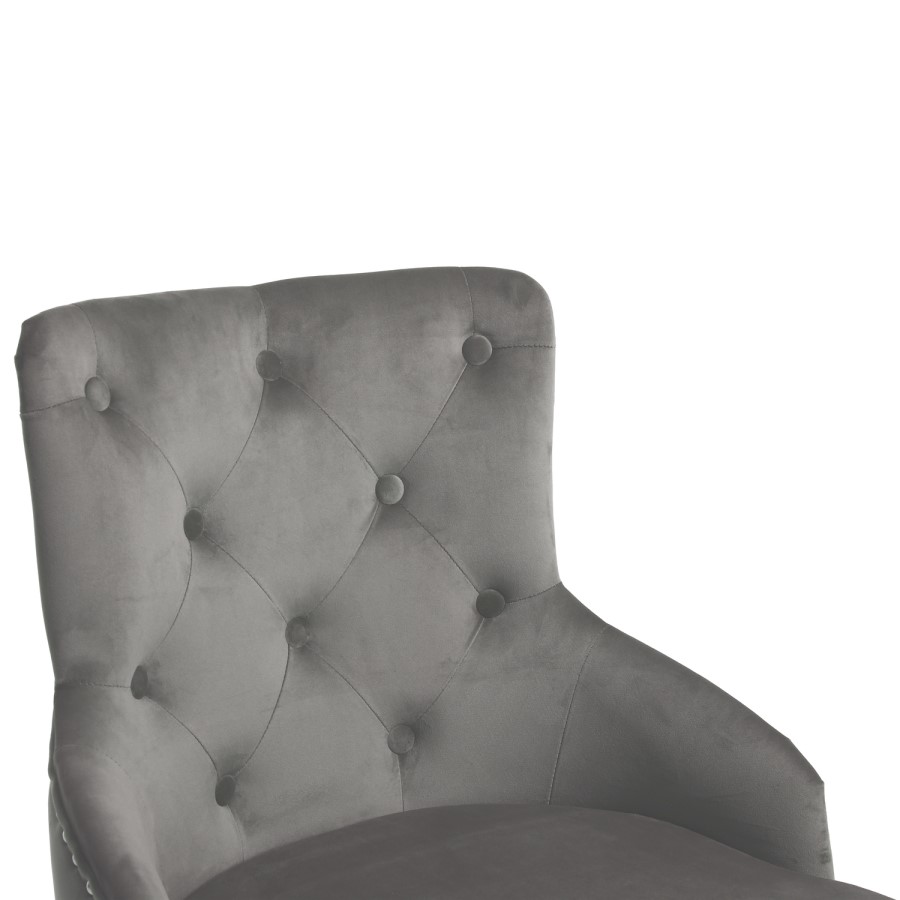 GRADE A2 - Silver Grey Velvet Luxury Office Chair with Silver Studs
