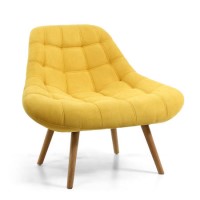 Shell Yellow Armchair with Fabric Quilted Finish