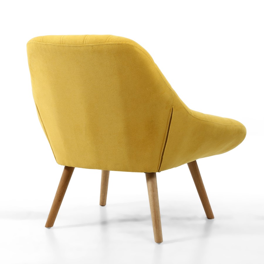 Shell Yellow Armchair with Fabric Quilted Finish