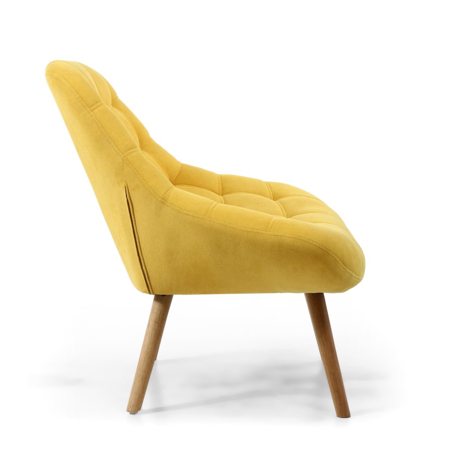 Shell Yellow Armchair with Fabric Quilted Finish