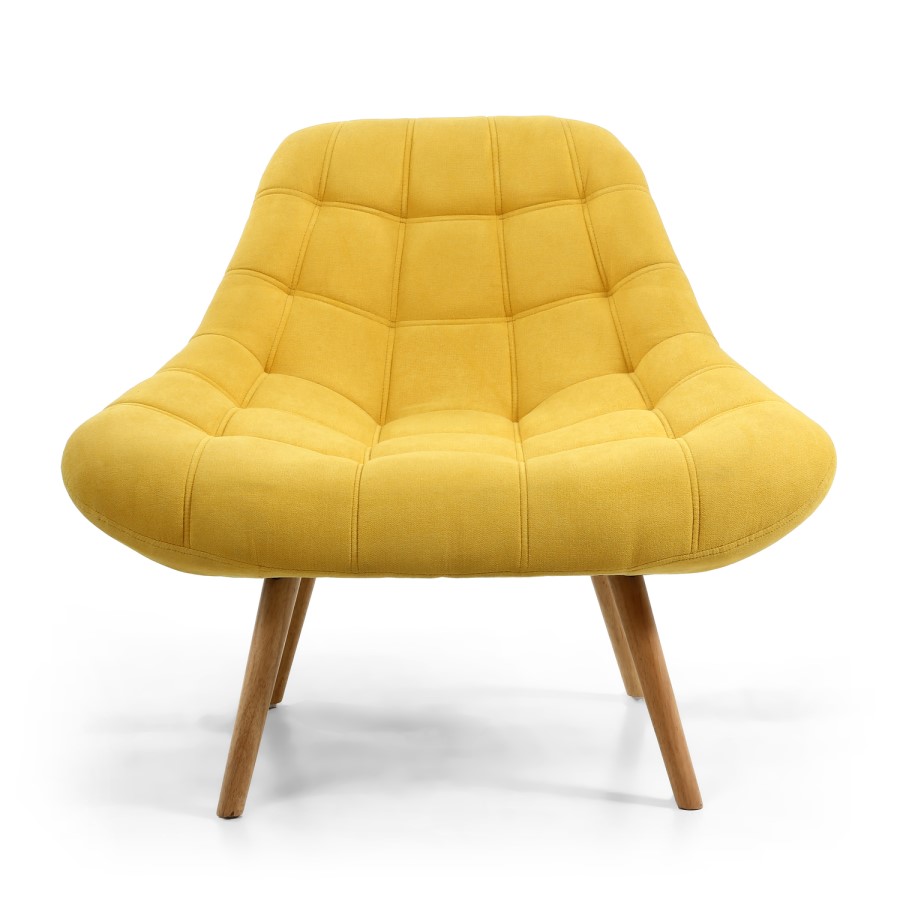 Shell Yellow Armchair with Fabric Quilted Finish