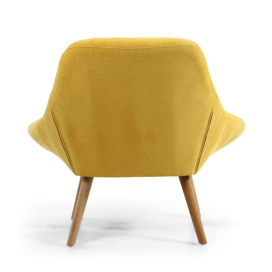 Shell Yellow Armchair with Fabric Quilted Finish