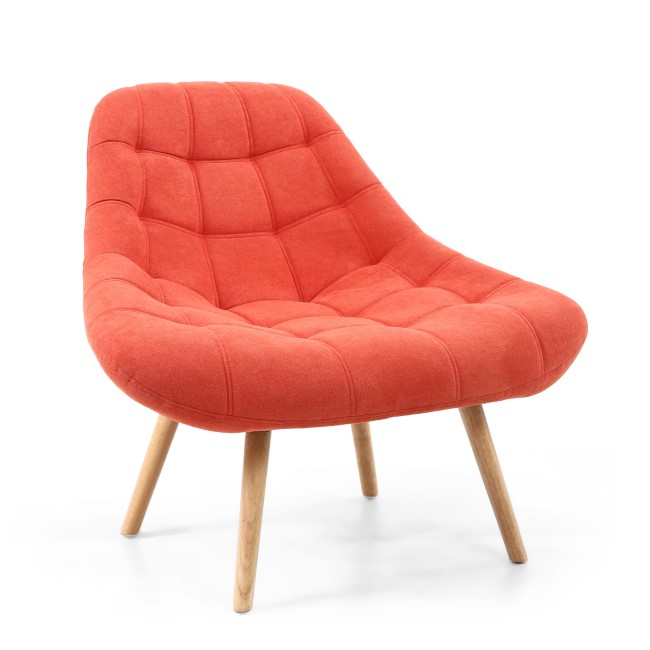 Shell Orange Armchair with Fabric Quilted Finish