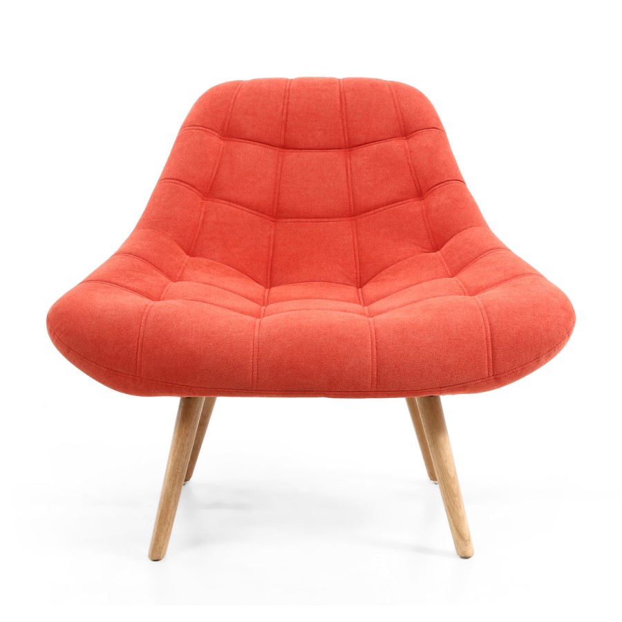 Shell Orange Armchair with Fabric Quilted Finish