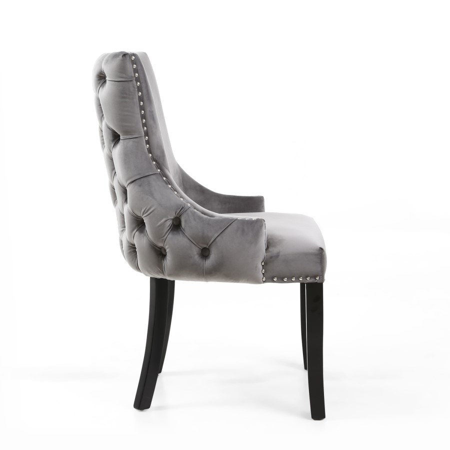 Winslow Single Brushed Velvet Grey Dressing Table Chair
