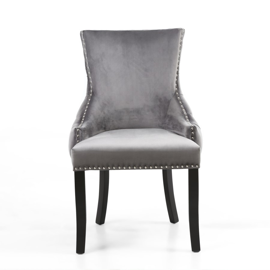 Winslow Single Brushed Velvet Grey Dressing Table Chair