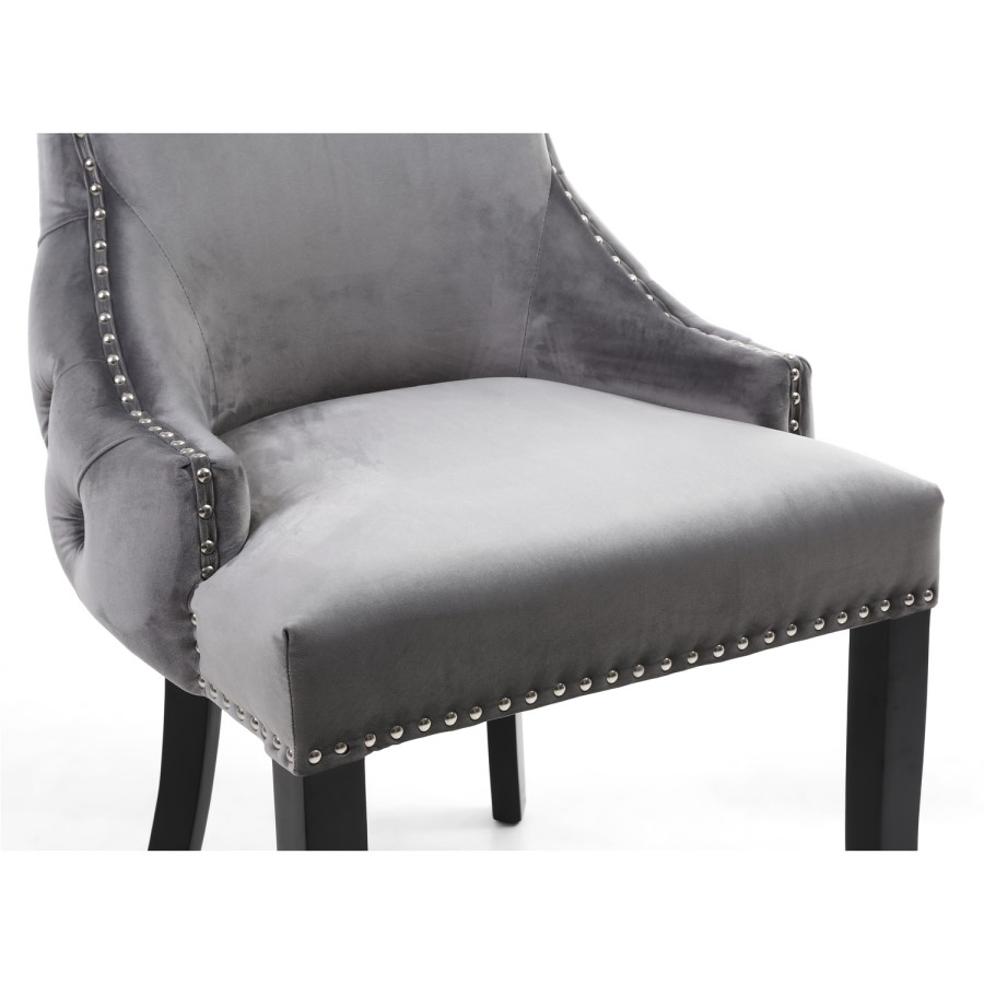 Winslow Single Brushed Velvet Grey Dressing Table Chair