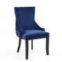 Set of 2 Blue Velvet Dining Chairs with Black Legs - Winslow