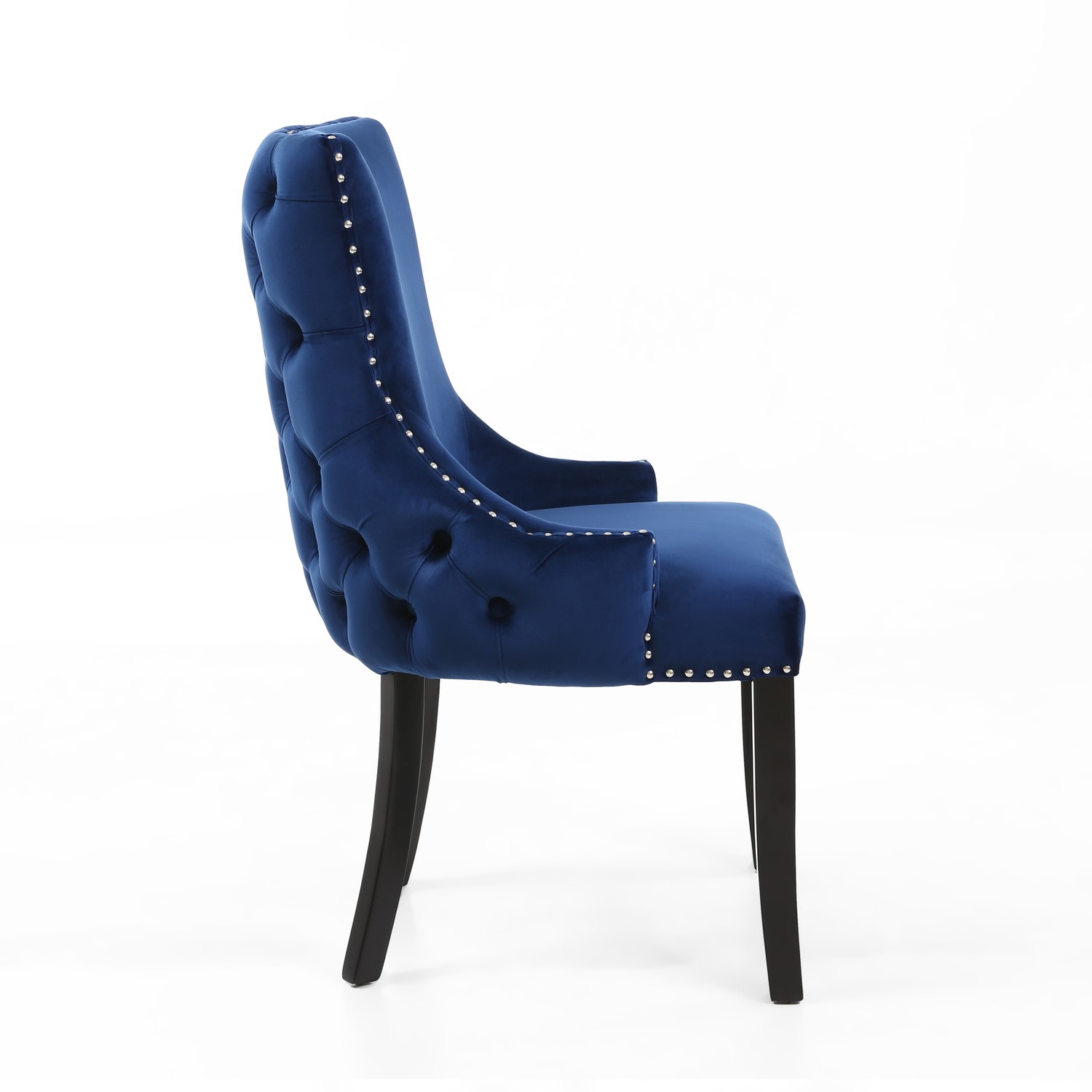 blue dressing table chair Blue Upholstered Dining Chair | Streamlined Design | Velvet Fabric