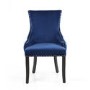 Set of 2 Blue Velvet Dining Chairs with Black Legs - Winslow