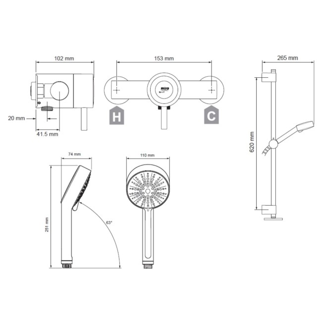 Mira Element Exposed Mixer Shower