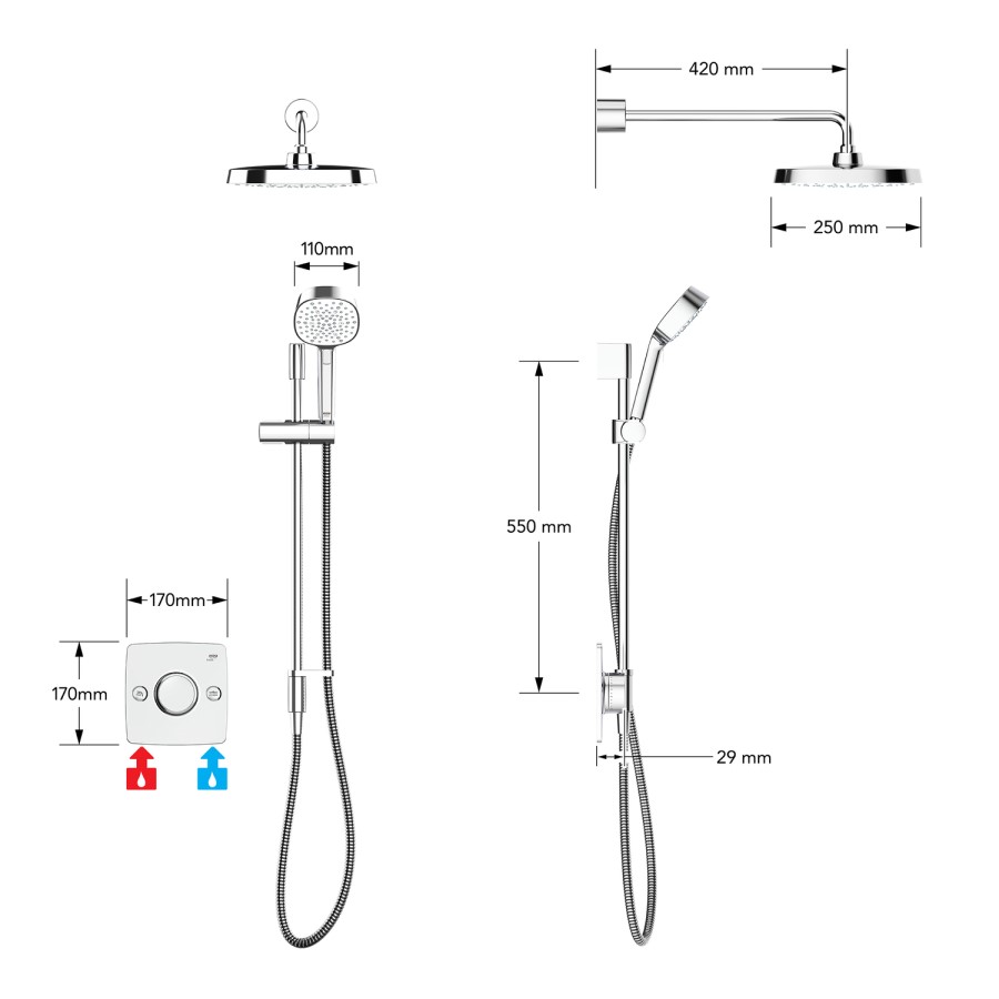 Mira Evoco Dual Thermostatic Mixer Shower