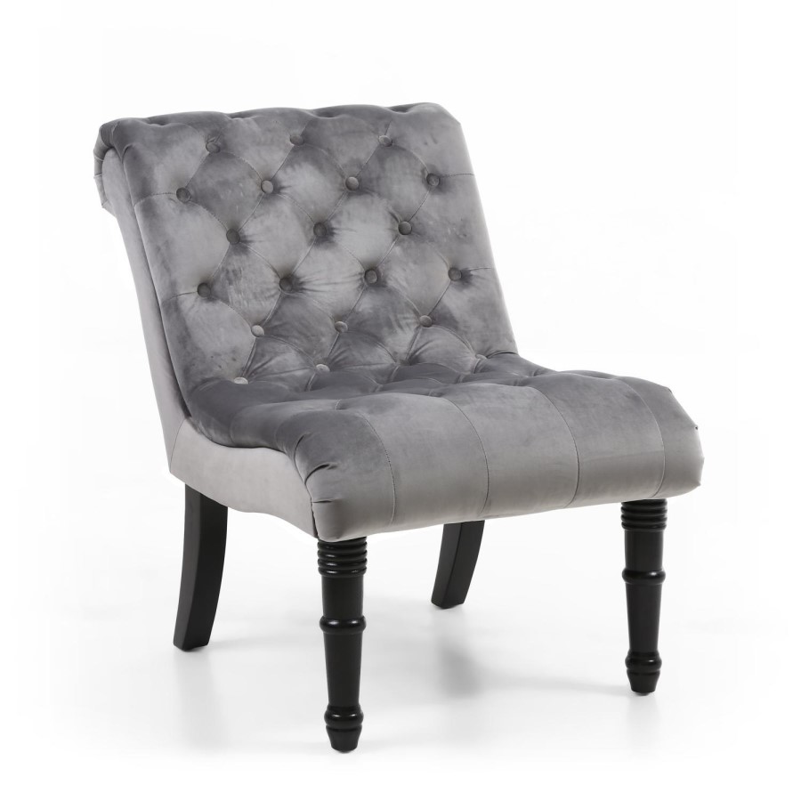 Riviera Brushed Velvet Grey Accent Chair
