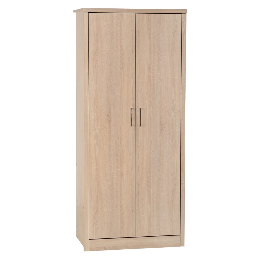 Oak Effect 2 Door Double Wardrobe - Lisbon Seconique