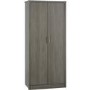 Black Rustic Oak 2 Door Double Wardrobe - Lisbon - Seconique