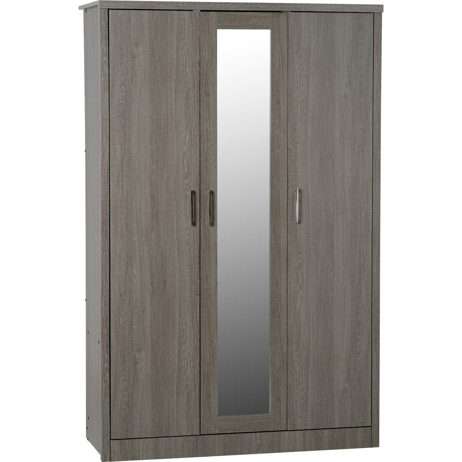 Seconique Lisbon 3 Door Wardrobe In Black Wood Grain