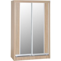 Seconique Lisbon 2 Door Sliding Wardrobe in Light Oak Effect Veneer