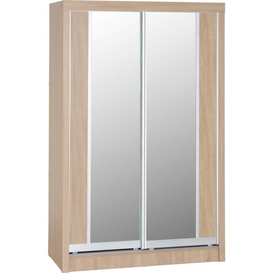 Seconique Lisbon 2 Door Sliding Wardrobe in Light Oak Effect Veneer