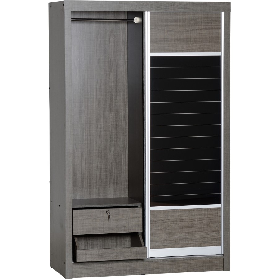 Seconique Lisbon 2 Door Sliding Wardrobe in Black Wood Grain