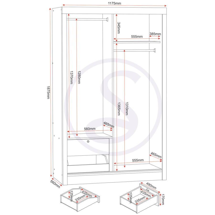 Seconique Lisbon 2 Door Sliding Wardrobe in Black Wood Grain