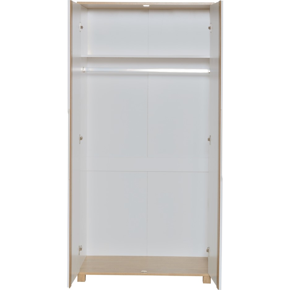 Seconique Portsmouth 2 Door Wardrobe in White and Oak Furniture123