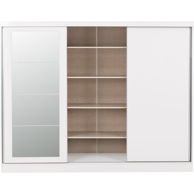 Nevada White Gloss 3 Door Sliding Wardrobe-Seconique