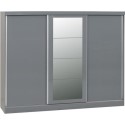 100-101-165 Nevada Grey Gloss 3 Door Sliding Wardrobe-Seconique