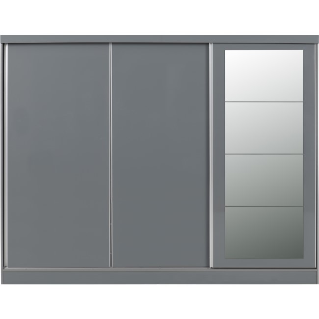 Nevada Grey Gloss 3 Door Sliding Wardrobe-Seconique