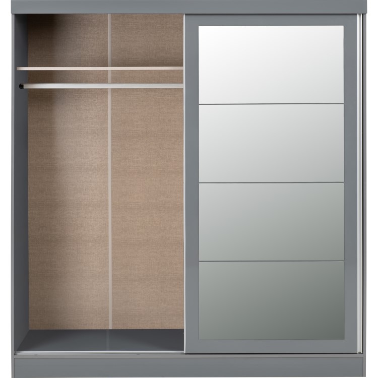 Nevada Grey Gloss 2 Door Sliding Wardrobe-Seconique