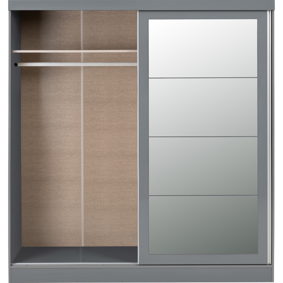 Nevada Grey Gloss 2 Door Sliding Wardrobe-Seconique