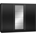 100-101-179 Nevada Black Gloss 3 Door Sliding Wardrobe-Seconique